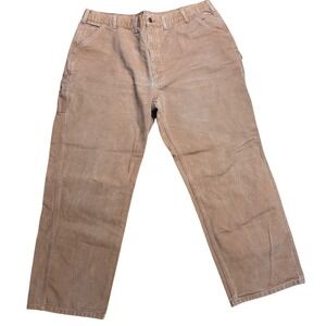 Carhartt‎ Mens Original Dungaree Fit Work Pants 44x34 Brown Cotton B11BRN